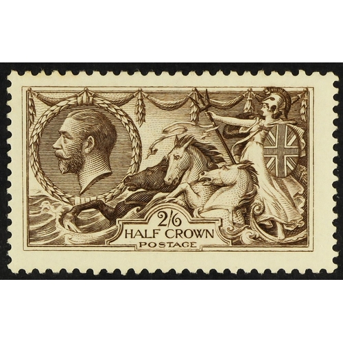 1550 - 1913 2s6d sepia-brown Seahorse, Waterlow printing, SG 400, mint large part OG, lightly hinged. Fresh... 