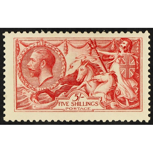 1552 - 1913 5s rose-carmine Seahorse, Waterlow printing, SG 401, mint large part OG, lightly hinged. Fresh,... 