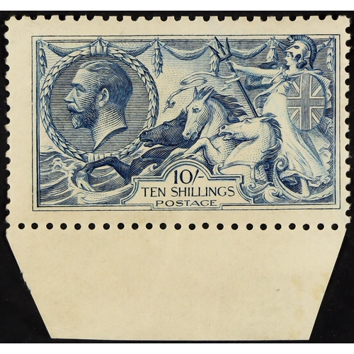 1555 - 1915 10s blue De La Rue Seahorse, SG 412, never hinged mint, sheet margin at base. Fresh, cat £3250.... 