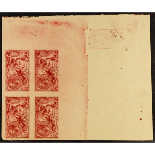 1556 - 1915 2s6d De La Rue Seahorse imperforate proof in carmine on buff unwatermarked paper, in lower-righ... 