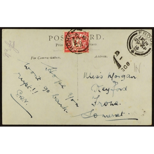 1576 - POSTAGE DUES RARE FIRST DAY OF USAGE 1914 (20 Apr) locally addressed unpaid picture postcard bearing... 