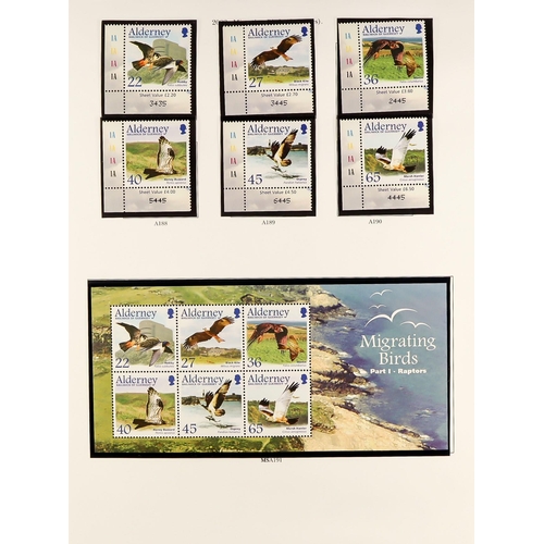 1706 - ALDERNEY 1983 - 2018 COLLECTION. Beautiful and near complete in two binders. Includes stamp sets, mi... 