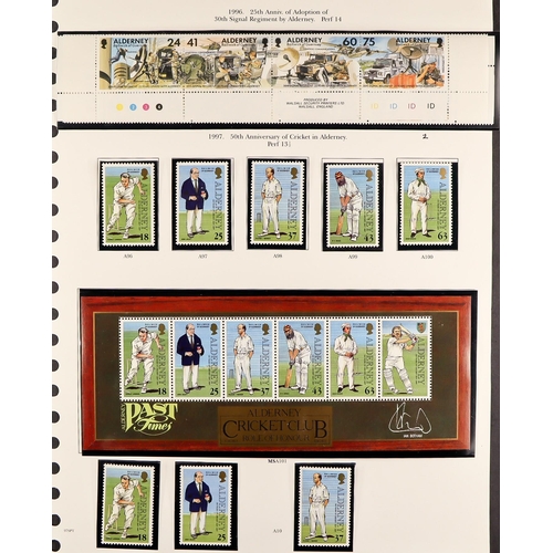 1706 - ALDERNEY 1983 - 2018 COLLECTION. Beautiful and near complete in two binders. Includes stamp sets, mi... 