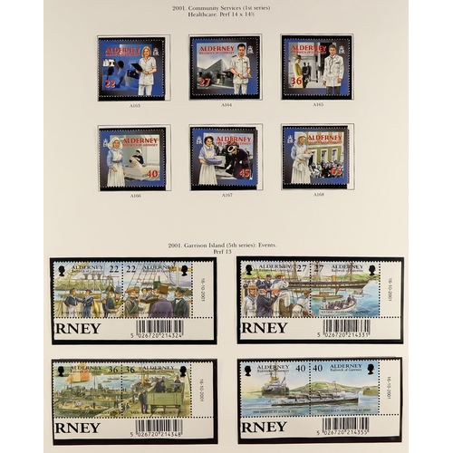 1706 - ALDERNEY 1983 - 2018 COLLECTION. Beautiful and near complete in two binders. Includes stamp sets, mi... 