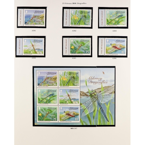 1706 - ALDERNEY 1983 - 2018 COLLECTION. Beautiful and near complete in two binders. Includes stamp sets, mi... 