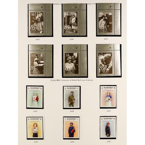 1706 - ALDERNEY 1983 - 2018 COLLECTION. Beautiful and near complete in two binders. Includes stamp sets, mi... 