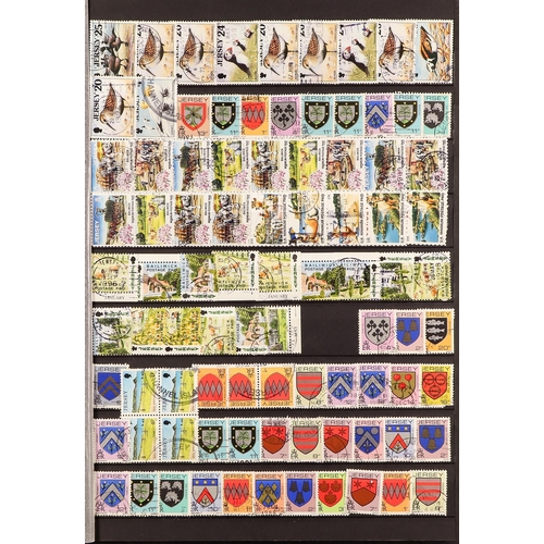 1708 - BOX with 1940's - 2010's, I.O.M., JERSEY & GUERNSEY collections in three albums, also on stock book ... 