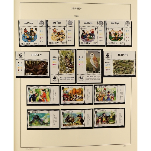 1708 - BOX with 1940's - 2010's, I.O.M., JERSEY & GUERNSEY collections in three albums, also on stock book ... 