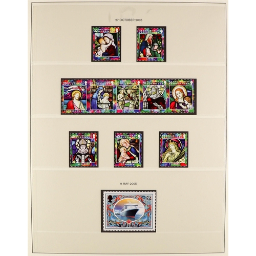 1710 - GUERNSEY 1969 - 2010 COMPLETE COLLECTION of never hinged mint stamps & miniature sheets in 4 Lindner... 