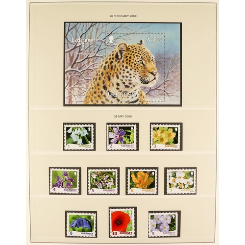 1710 - GUERNSEY 1969 - 2010 COMPLETE COLLECTION of never hinged mint stamps & miniature sheets in 4 Lindner... 