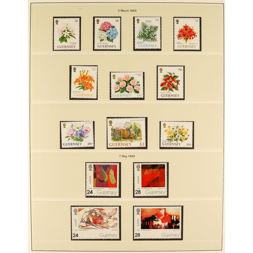 1710 - GUERNSEY 1969 - 2010 COMPLETE COLLECTION of never hinged mint stamps & miniature sheets in 4 Lindner... 