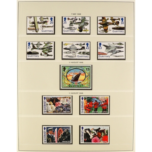 1710 - GUERNSEY 1969 - 2010 COMPLETE COLLECTION of never hinged mint stamps & miniature sheets in 4 Lindner... 