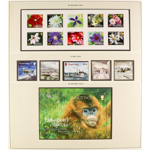 1710 - GUERNSEY 1969 - 2010 COMPLETE COLLECTION of never hinged mint stamps & miniature sheets in 4 Lindner... 