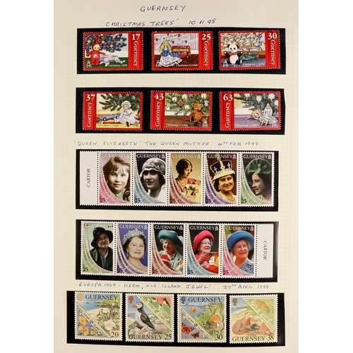 1713 - GUERNSEY, JERSEY, ALDERNEY & ISLE OF MAN 1995-2000 COMPREHENSIVE NEVER HINGED MINT COLLECTION in an ... 