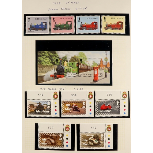 1713 - GUERNSEY, JERSEY, ALDERNEY & ISLE OF MAN 1995-2000 COMPREHENSIVE NEVER HINGED MINT COLLECTION in an ... 