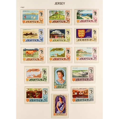 1714 - GUERNSEY, JERSEY, ISLE OF MAN 1941 - 1984 mint / chiefly never hinged mint collections in 2 Davo hin... 