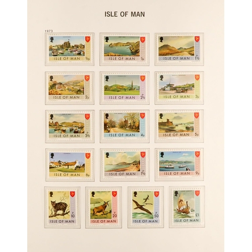 1714 - GUERNSEY, JERSEY, ISLE OF MAN 1941 - 1984 mint / chiefly never hinged mint collections in 2 Davo hin... 