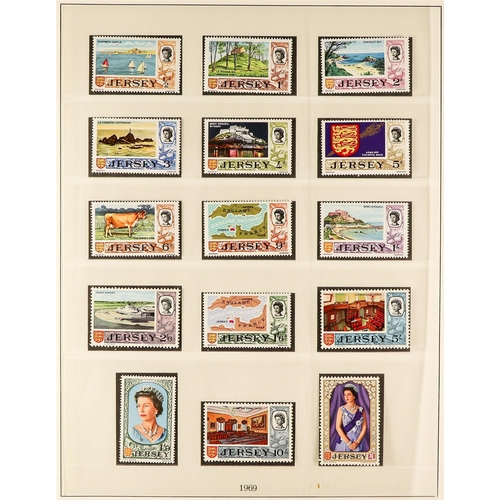 1720 - JERSEY 1969 - 2010 NEAR - COMPLETE COLLECTION of never hinged mint stamps & miniature sheets in 4 Li... 