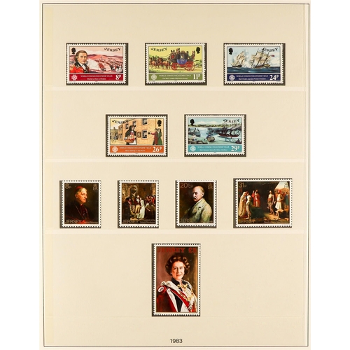 1720 - JERSEY 1969 - 2010 NEAR - COMPLETE COLLECTION of never hinged mint stamps & miniature sheets in 4 Li... 