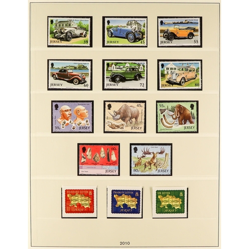 1720 - JERSEY 1969 - 2010 NEAR - COMPLETE COLLECTION of never hinged mint stamps & miniature sheets in 4 Li... 