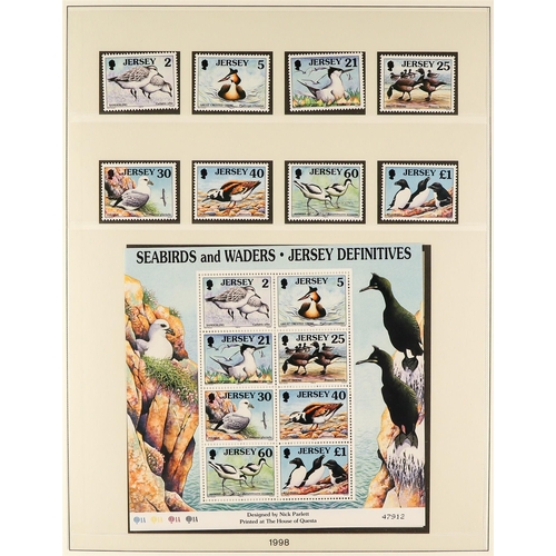 1720 - JERSEY 1969 - 2010 NEAR - COMPLETE COLLECTION of never hinged mint stamps & miniature sheets in 4 Li... 