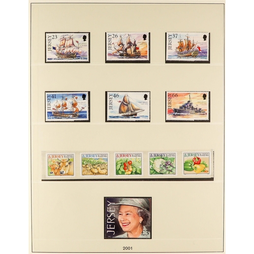 1720 - JERSEY 1969 - 2010 NEAR - COMPLETE COLLECTION of never hinged mint stamps & miniature sheets in 4 Li... 