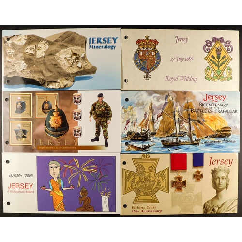 1722 - JERSEY FACE VALUE BOX of presentation packs and miniature sheets. Face value £461. Lot 1722 [c]