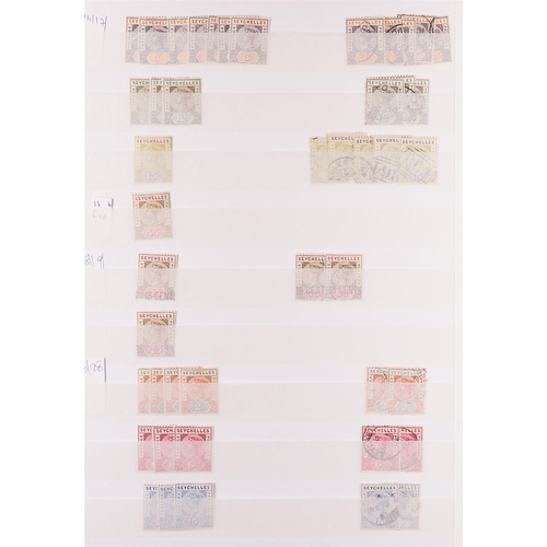 1003 - SEYCHELLES 1890 - 1937 ACCUMULATION of approx 350 mint & used stamps on protective pages, includes s... 