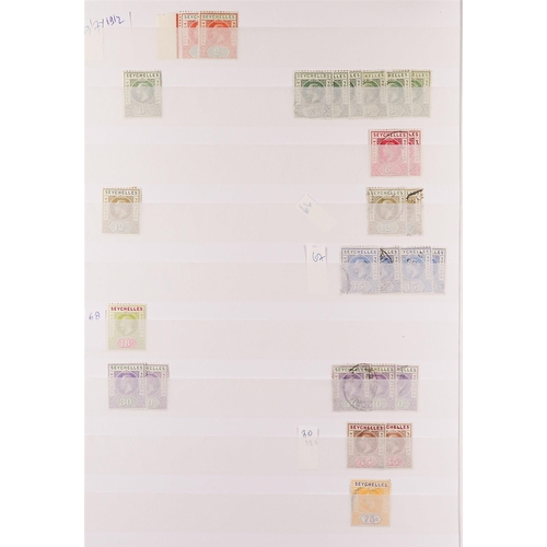 1003 - SEYCHELLES 1890 - 1937 ACCUMULATION of approx 350 mint & used stamps on protective pages, includes s... 