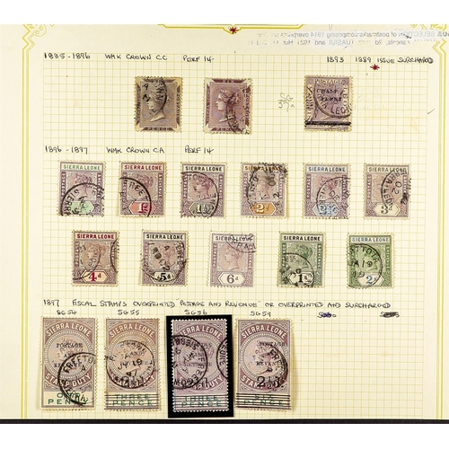 1007 - SIERRA LEONE 1859 - 1897 COLLECTION of 46 used stamps on album pages, note 1859-74 6d (5, shades inc... 