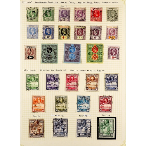 1012 - SIERRA LEONE 1903 - 1935 USED COLLECTION on pages, note 1903 set to 2s, 1904-05 set to 5s, 1907-12 s... 