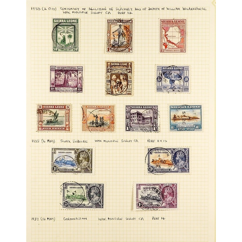 1012 - SIERRA LEONE 1903 - 1935 USED COLLECTION on pages, note 1903 set to 2s, 1904-05 set to 5s, 1907-12 s... 