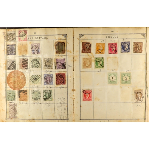 107 - ANCIENT WORLD ALBUMS 1840-1910's mint & used stamps in four small old world albums, includes Great B... 