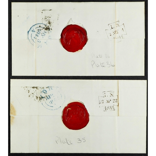 1307 - GB.QUEEN VICTORIA 1841 1d reds, two wrappers to York, each four margined and cancelled by number 7 o... 