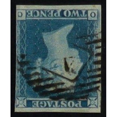 1310 - GB.QUEEN VICTORIA 1841 2d blue with WATERMARK INVERTED, SG 14Wi, used with 3 large margins & light c... 