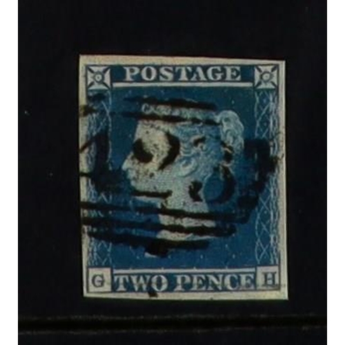 1311 - GB.QUEEN VICTORIA 1841 2d violet-blue 'GH' plate 4 on lavender tinted paper, SG 15aa, used with 4 ma... 