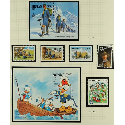 144 - SCOUTS 1950's-2010's world collection in hingeless mounts in two albums, mostly never hinged mint st... 