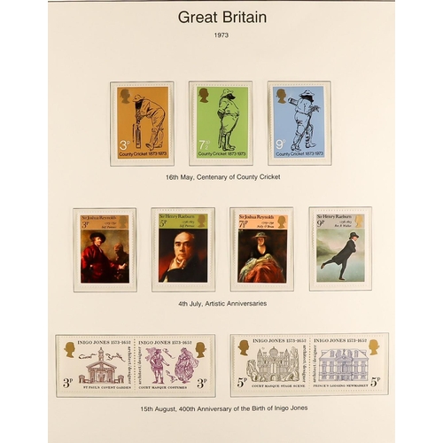 1497 - GB.ELIZABETH II 1971-1975 COMPREHENSIVE NEVER HINGED MINT COLLECTION in album, includes complete com... 