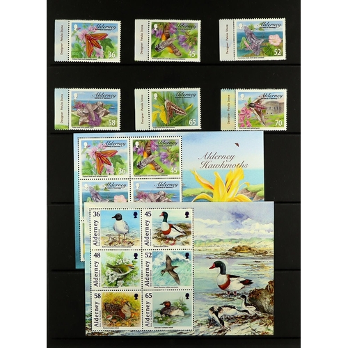 1580 - GB.ISLANDS ALDERNEY 1983-2015 NEVER HINGED MINT COLLECTION on stock pages in binder, almost complete... 