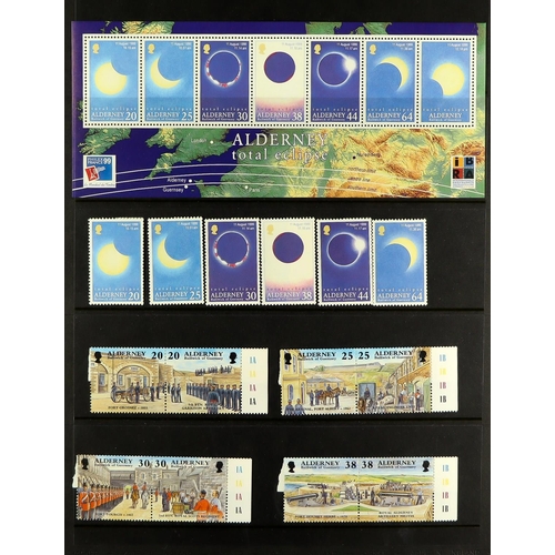 1580 - GB.ISLANDS ALDERNEY 1983-2015 NEVER HINGED MINT COLLECTION on stock pages in binder, almost complete... 