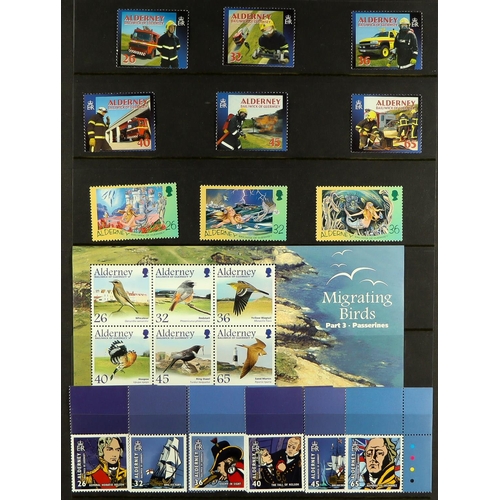 1580 - GB.ISLANDS ALDERNEY 1983-2015 NEVER HINGED MINT COLLECTION on stock pages in binder, almost complete... 