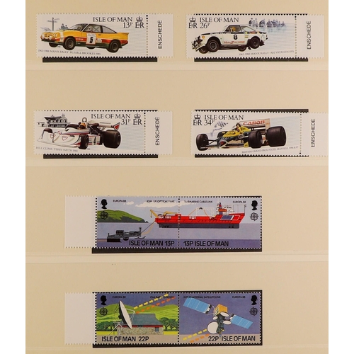 1591 - GB.ISLANDS ISLE OF MAN 1973 - 1998 COLLECTION in two Lindner albums. Includes stamp sets, miniature ... 