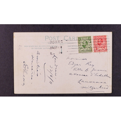 1598 - GB.FIRST DAY COVERS 1911 (22 Jun) ½d green & 1d red Downey head stamps tied by FDI London machine ca... 