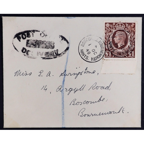 1603 - GB.FIRST DAY COVERS 1948 (1 Oct) £1 brown Arms (SG 478c) on registered express fdc (see also lot 146... 