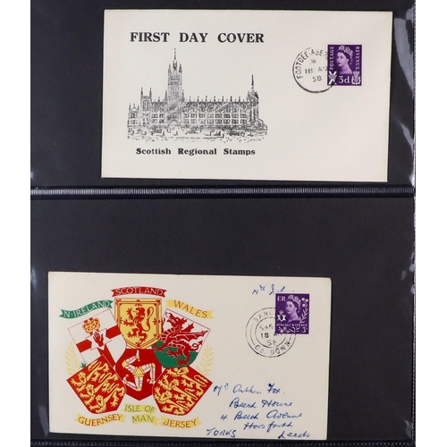 1608 - GB.FIRST DAY COVERS 1958 REGIONALS. Group of 6 illustrated fdc's, 1958 (18 Aug) 3d Scotland (unaddre... 