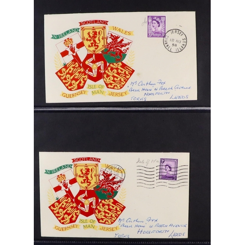 1608 - GB.FIRST DAY COVERS 1958 REGIONALS. Group of 6 illustrated fdc's, 1958 (18 Aug) 3d Scotland (unaddre... 