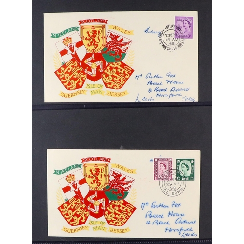 1608 - GB.FIRST DAY COVERS 1958 REGIONALS. Group of 6 illustrated fdc's, 1958 (18 Aug) 3d Scotland (unaddre... 