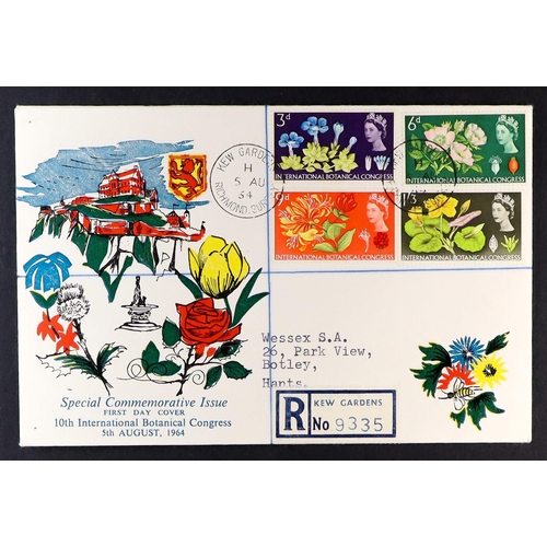 1613 - GB.FIRST DAY COVERS 1964 Botanial Congress phosphor set on illustrated typed address First Day Cover... 