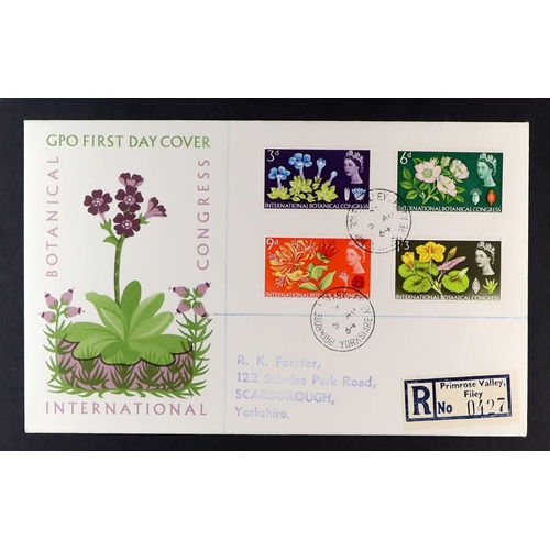 1614 - GB.FIRST DAY COVERS 1964 Botanical Congress non-phosphor set on illustrated, printed address fdc tie... 