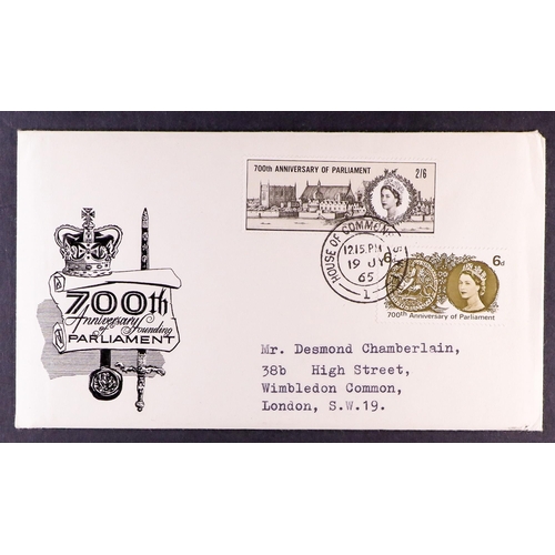 1615 - GB.FIRST DAY COVERS 1965 Anniv. of Parliament non-phos set on illustrated, typed addressed fdc with ... 